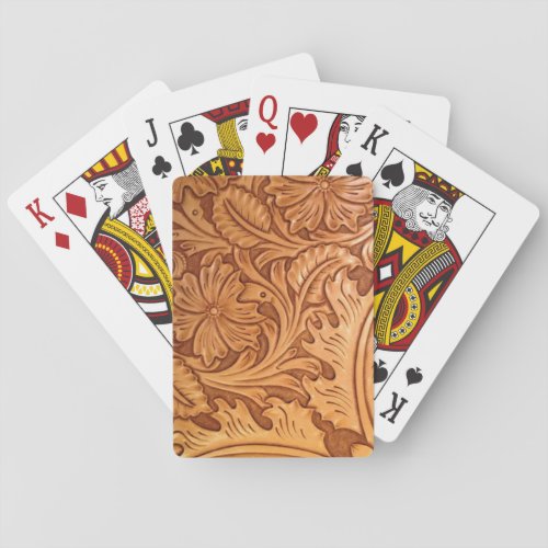Rustic brown cowboy fashion western leather poker cards
