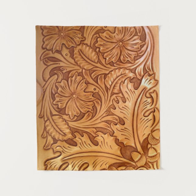 Rustic brown cowboy fashion western leather tapestry (Front)