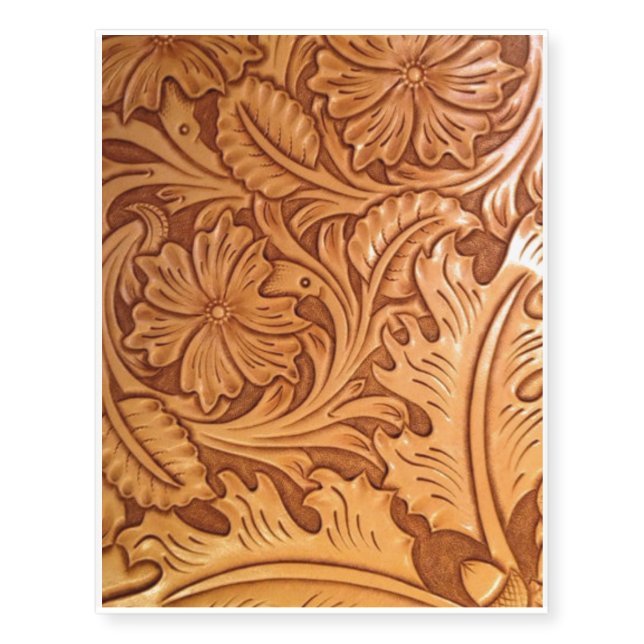 Rustic brown cowboy fashion western leather temporary tattoos (Front)
