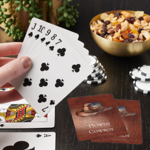 Rustic Brown Cowboy Hat Poker Cards