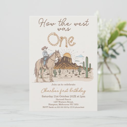 Rustic Brown Cowboy How West Was One 1st Birthday