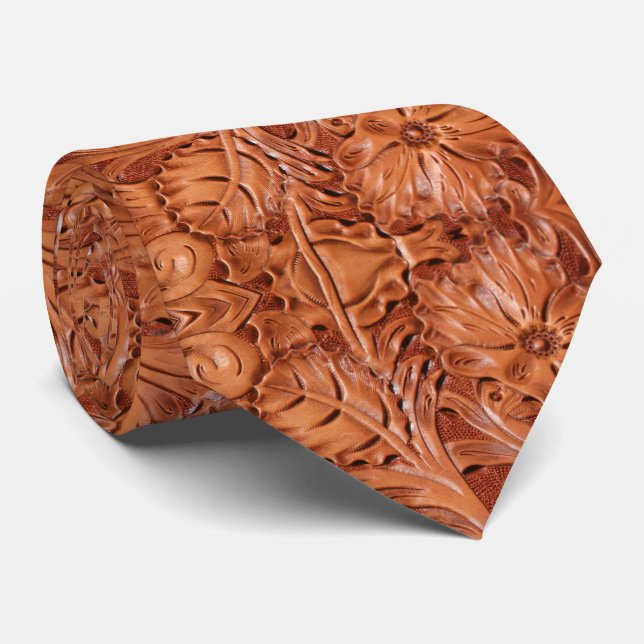Rustic Brown Cowboy Southwestern Country Pattern  Neck Tie (Rolled)
