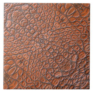 Rustic Brown Cowboy Western Country Leather Print Ceramic Tile