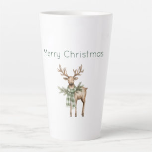 Rustic Brown Cream Green Deer Christmas Latte Mug