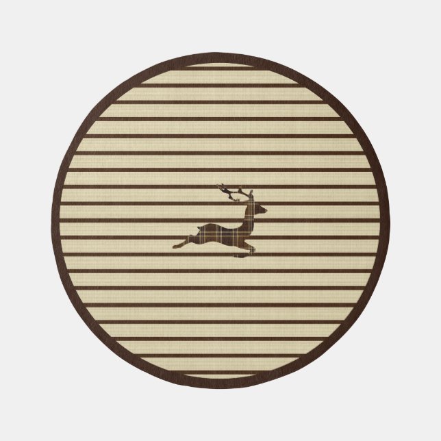 Rustic brown deer plaid Rug (Front)