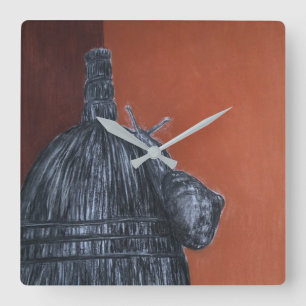 Rustic Brown Drawing Square Wall Clock