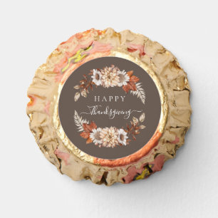 Rustic Brown Fall Floral Happy Thanksgiving Reese's Peanut Butter Cups