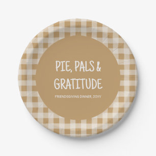Rustic Brown Gingham Friendsgiving Dinner Party Paper Plates