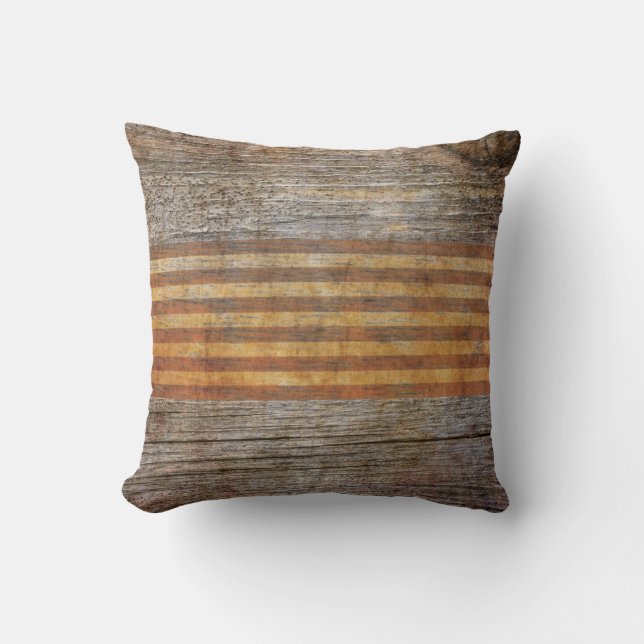Rustic Brown Gray Barn House Woodgrain Throw Pillow (Front)