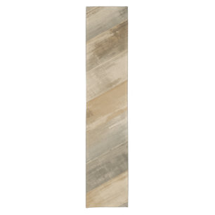 Rustic Brown Gray Beige Weathered Barnwood Stripe Short Table Runner