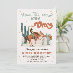 Rustic Brown Green How West Was One 1st Birthday Invitation