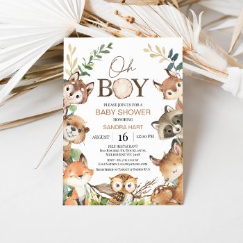 Rustic Brown Green Watercolor Woodland Baby Shower Invitation by figtreedesign at Zazzle