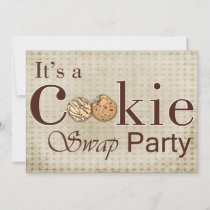 rustic brown Holiday Cookie swap party invitation