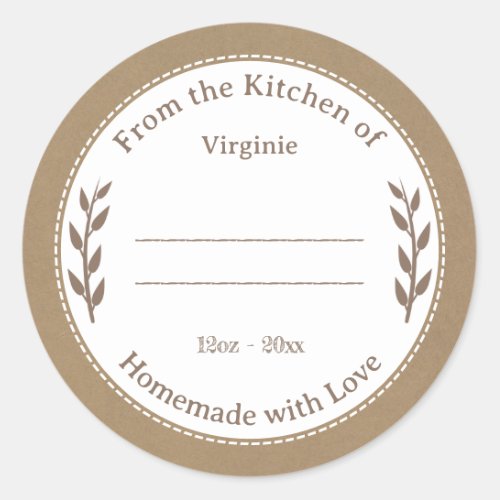 Rustic Brown Homemade with Love Label Sticker