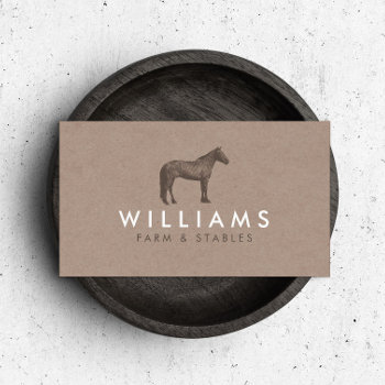 Rustic Brown Horse Etching Logo Farming  Farmers Business Card by 1201am at Zazzle