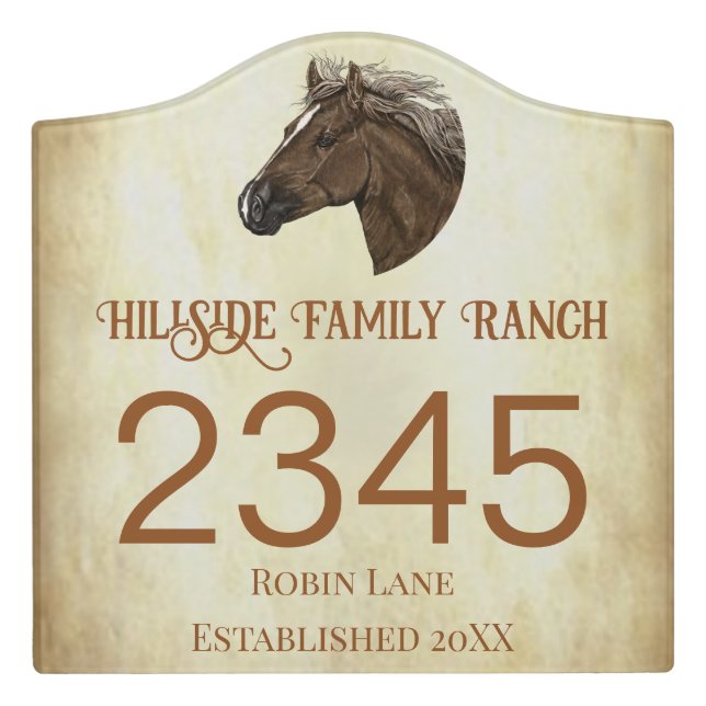 Rustic Brown Horse Ranch Sign (Large Crest Front)