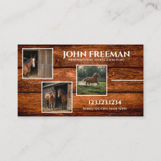 Rustic Brown Horses Photos Equestrian Business Card
