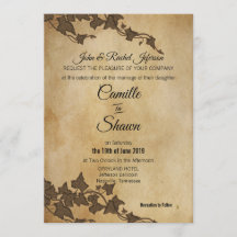 Rustic Brown Ivy Wedding Invitation