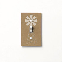Rustic Brown Kraft Farm Windmill Country Modern Light Switch Cover