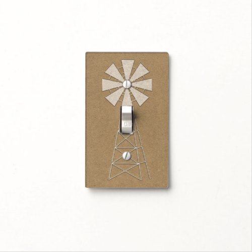 Rustic Brown Kraft Farm Windmill Country Modern Light Switch Cover