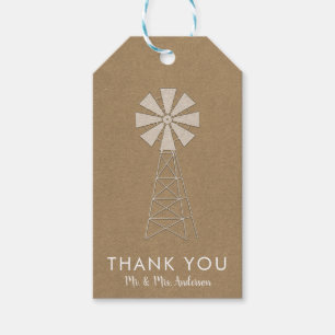 Rustic Brown Kraft Farm Windmill Modern Wedding Gift Tags