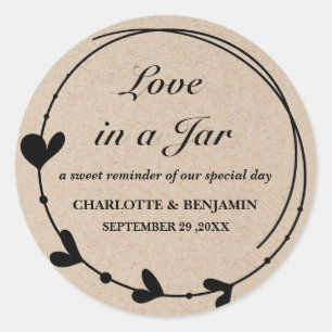 Rustic Brown Kraft Mason Jar Wedding Favor Labels