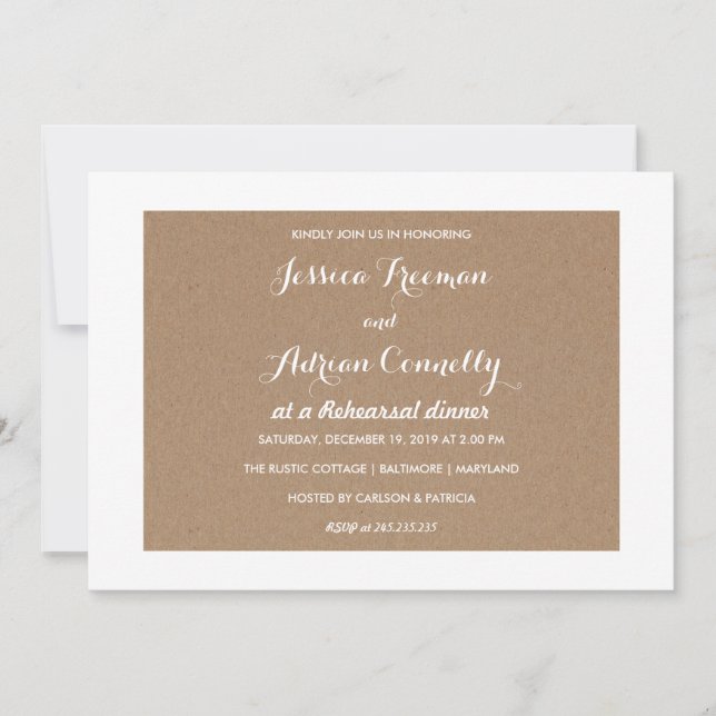 Rustic Brown Kraft Paper Country Rehearsal Dinner Invitation (Front)