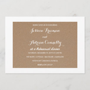 Rustic Brown Kraft Paper Country Rehearsal Dinner Invitation