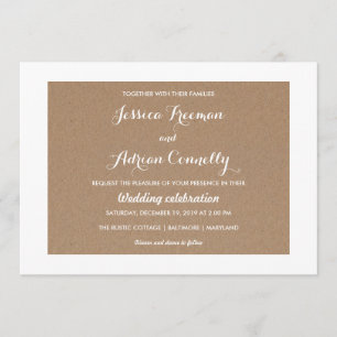 Rustic Brown Kraft Paper Country Wedding Invitation
