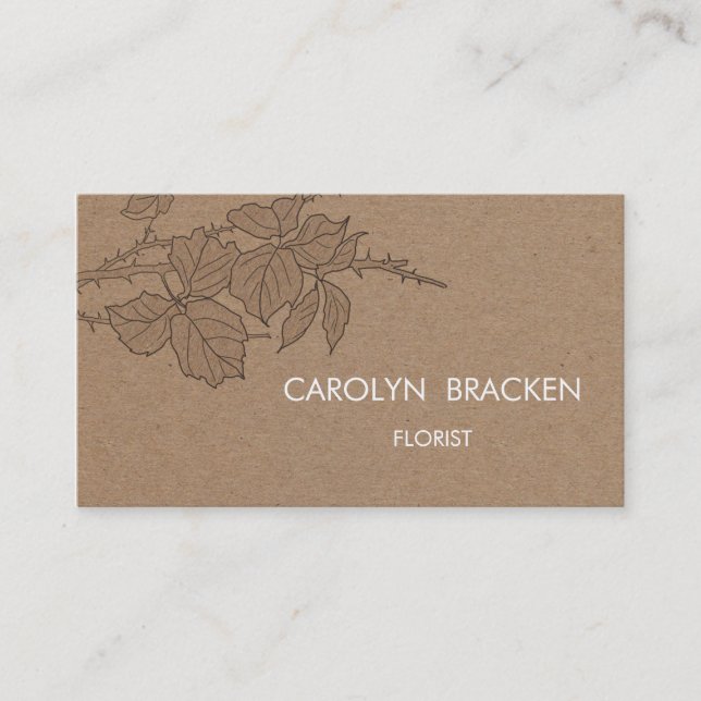 Rustic Brown Kraft Paper Leaves Business Card (Front)