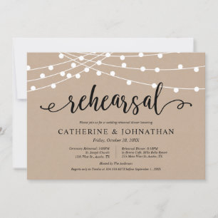 Rustic Brown Kraft, Wedding Rehearsal and Dinner I Invitation