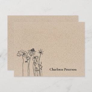 Rustic Brown Kraft Wildflower Note Card