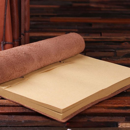 Rustic Brown Leather Keychain and Writing Journal (Inside)