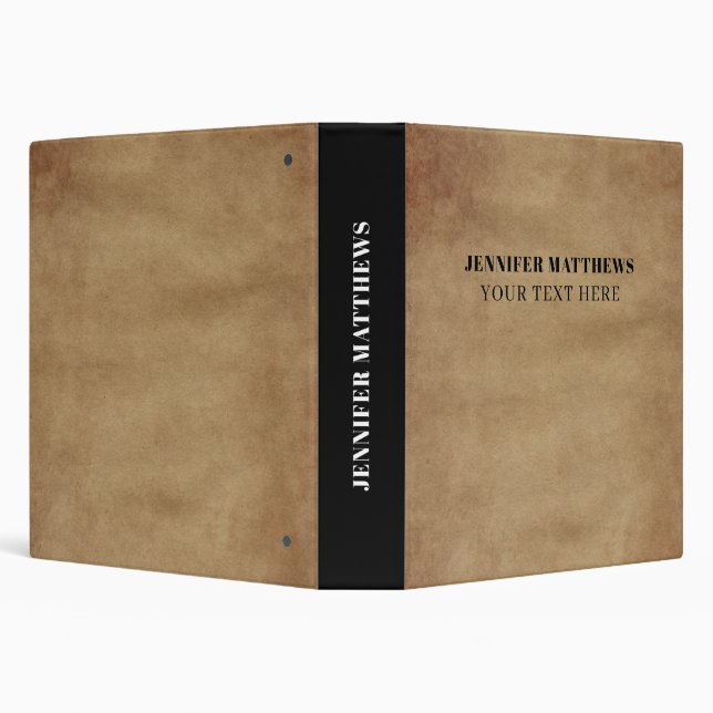 Rustic Brown Leather Personalized 3 Ring Binder (Background)