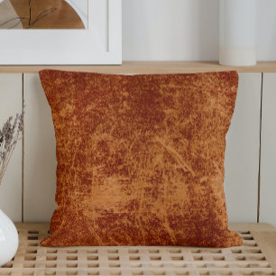 Rustic Brown Leather Throw Pillow