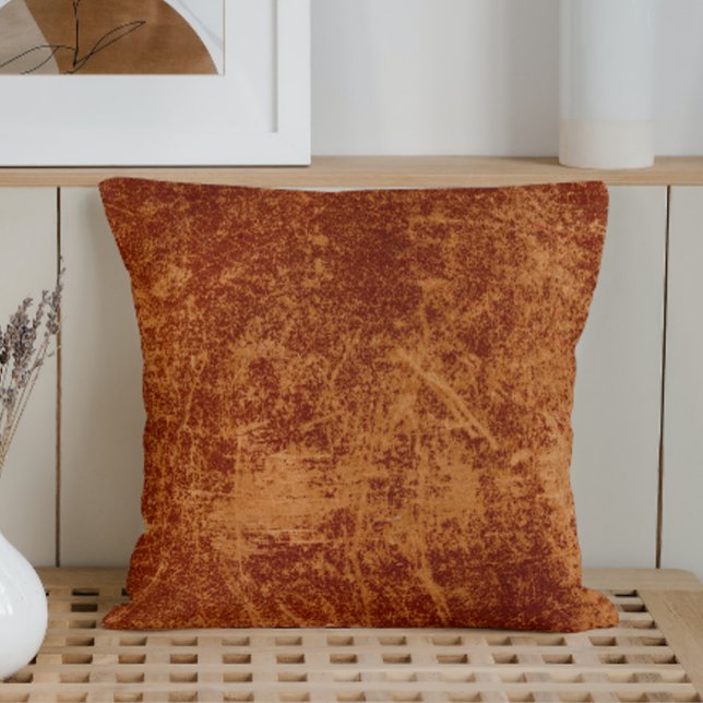 Rustic Brown Leather Throw Pillow (Creator Uploaded)