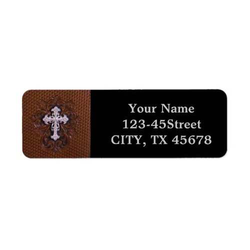 rustic brown leather western country cross label