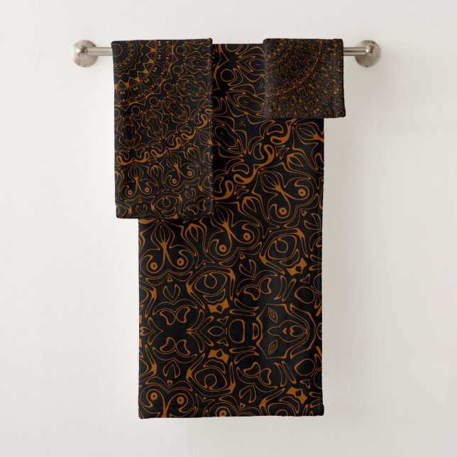 Rustic Brown Mandala with Western Charm Bath Towel Set (Insitu)