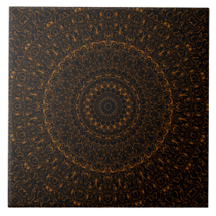 Rustic Brown Mandala with Western Charm Ceramic Tile