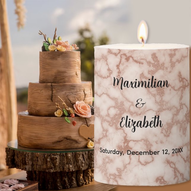 Rustic Brown Marble - Elegant Wedding Pillar Candle (Rustic Brown Marble - Elegant Wedding Pillar Candle by Leapfroglisics Shop)