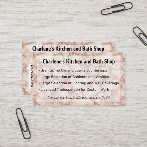 Rustic Brown Marble for Kitchen Remodeling Shop Business Card