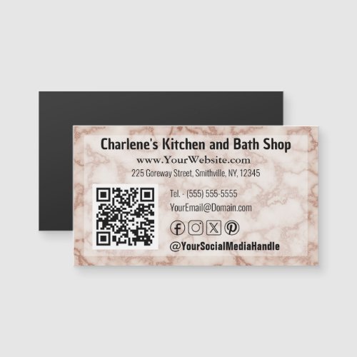 Rustic Brown Marble Magnetic Business Card