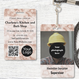 Rustic Brown Marble Marble ID Badge