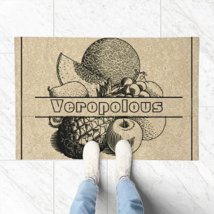 Rustic Brown Mixed Fruit Welcome Personalized Doormat