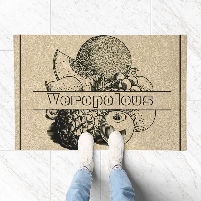 Rustic Brown Mixed Fruit Welcome Personalized Doormat (Indoor)