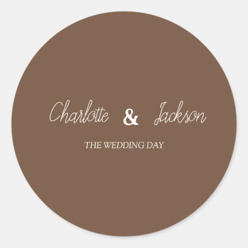 Rustic Brown Monogram Old Money Wedding Sticker