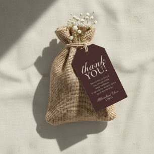 Rustic Brown Monogram Wedding Thank You Gift Tags