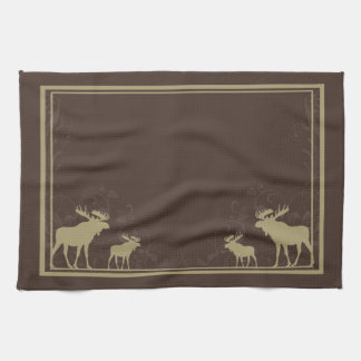 Rustic brown moose swirl kitchen towel
