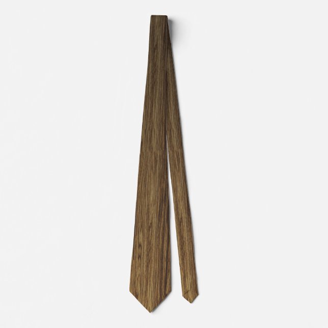 Rustic Brown Natural Woodgrain Design Neck Tie (Front)