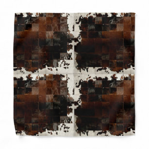 Rustic Brown Patchwork Cowhide Bandana